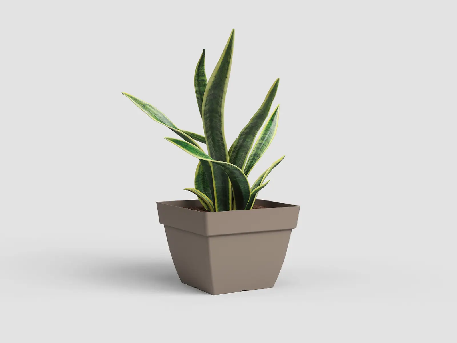 Květináč CAPRI, čtvercový, 45cm, plast, šedá|MATTE TAUPE|Artevasi