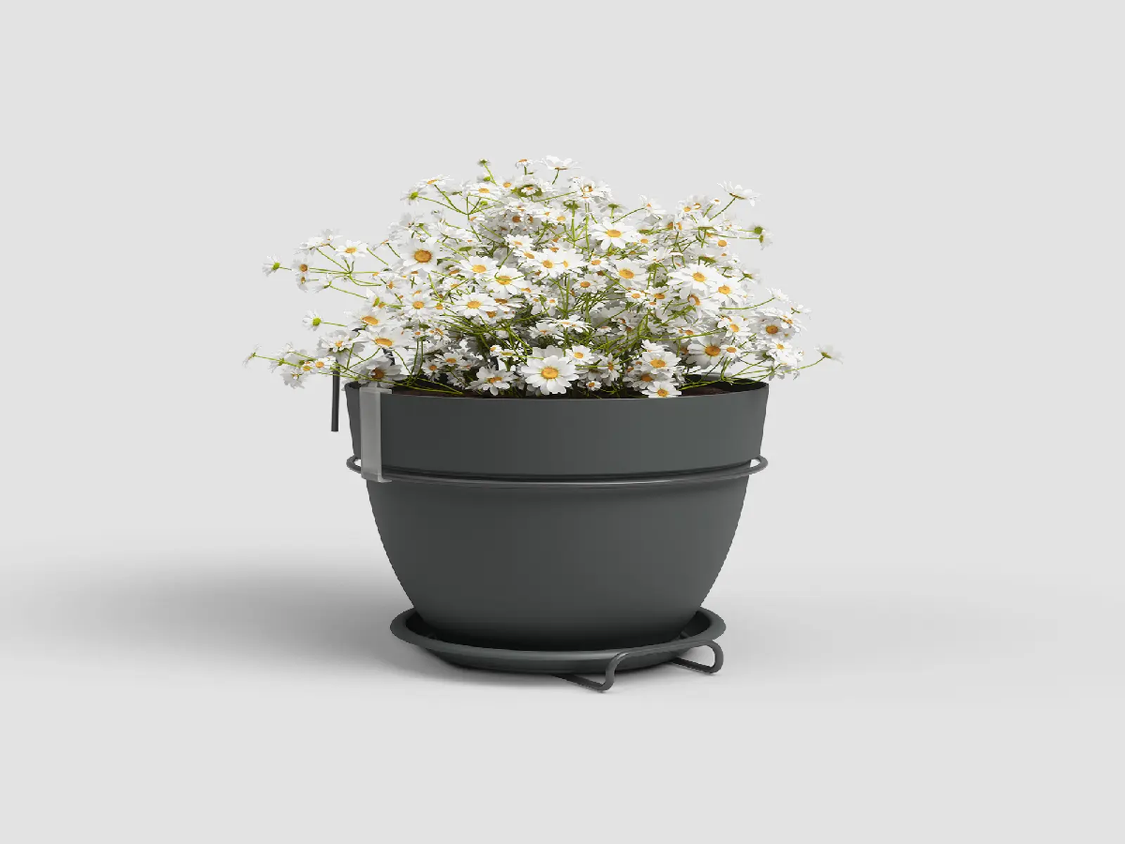 Květináč CAPRI, se závěsem, 20cm, plast/kov, tm.šedá|ANTHRACITE|Artevasi