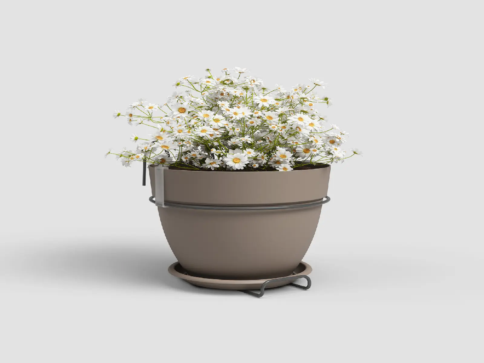 Květináč CAPRI, se závěsem, 20cm, plast, šedá|MATTE TAUPE|Artevasi