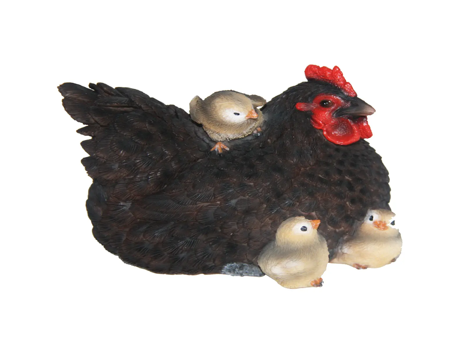 Zvířátka a postavy OUTDOORTRUE TO NATURE Slepice s kuřaty,15cm,hnědá/bílá/černá (balení obsahuje 3 kusy!)|Esschert Design