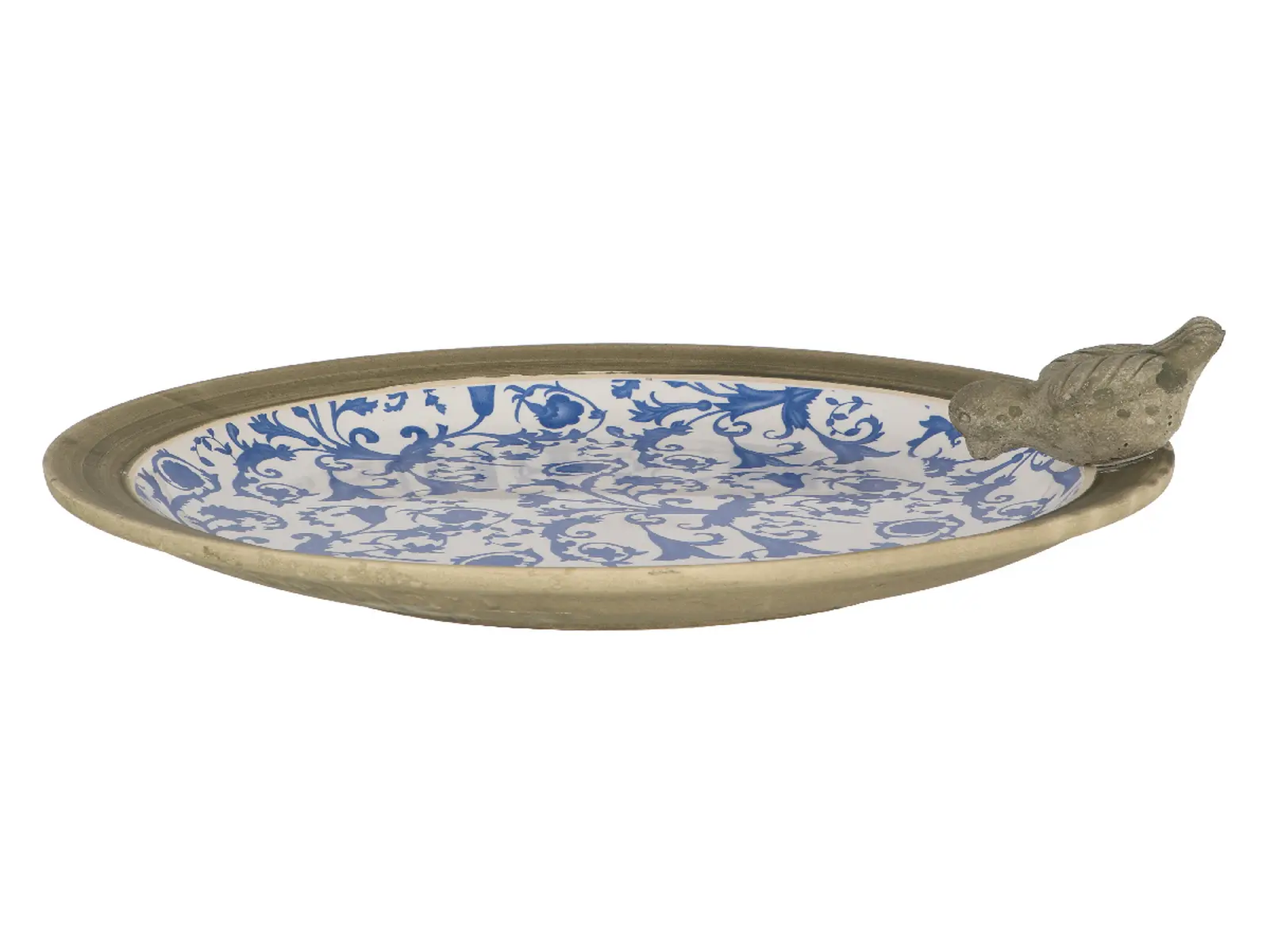 Ptačí koupel/krmítko, modrobílá keramika AGED CERAMIC , 34 cm|Esschert Design