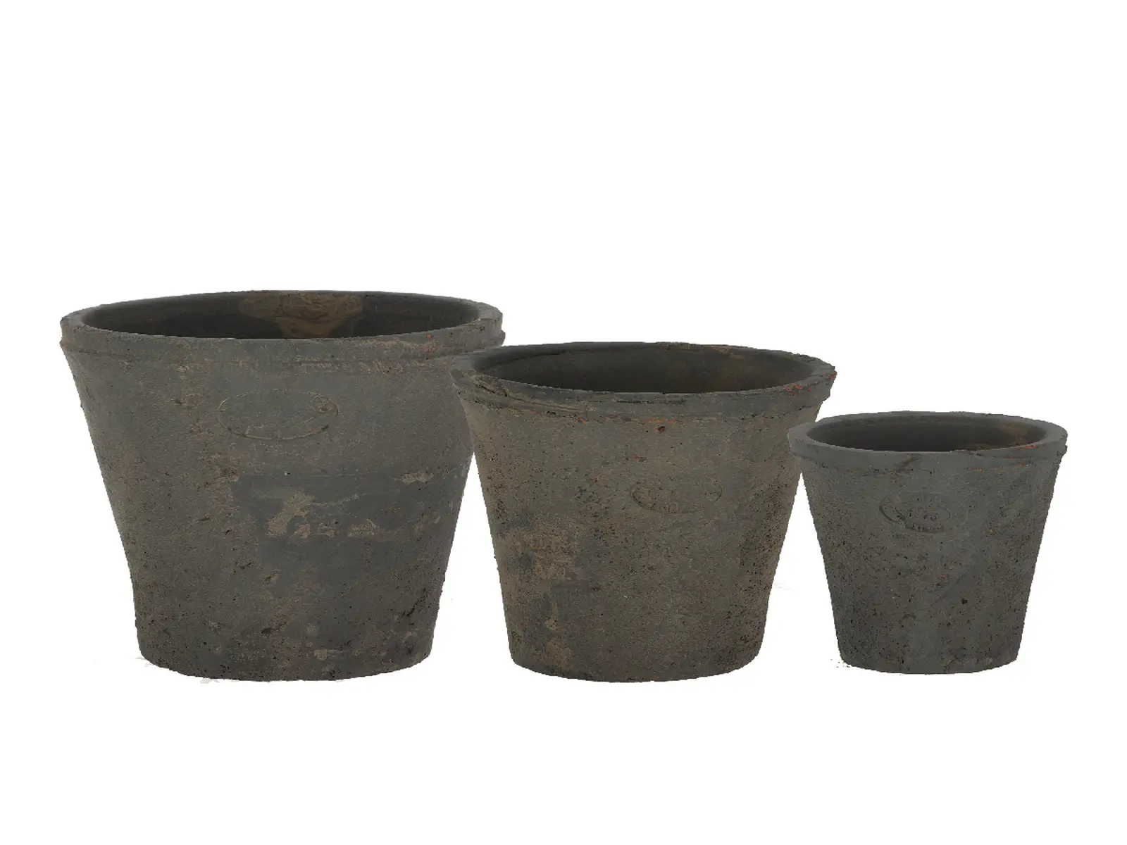 květináč ESSCHERT´S GARDEN Robert & Stevens Potters, SINCE 1875 TERRACOTTA z terakoty, šedá, set 3ks|Esschert Design