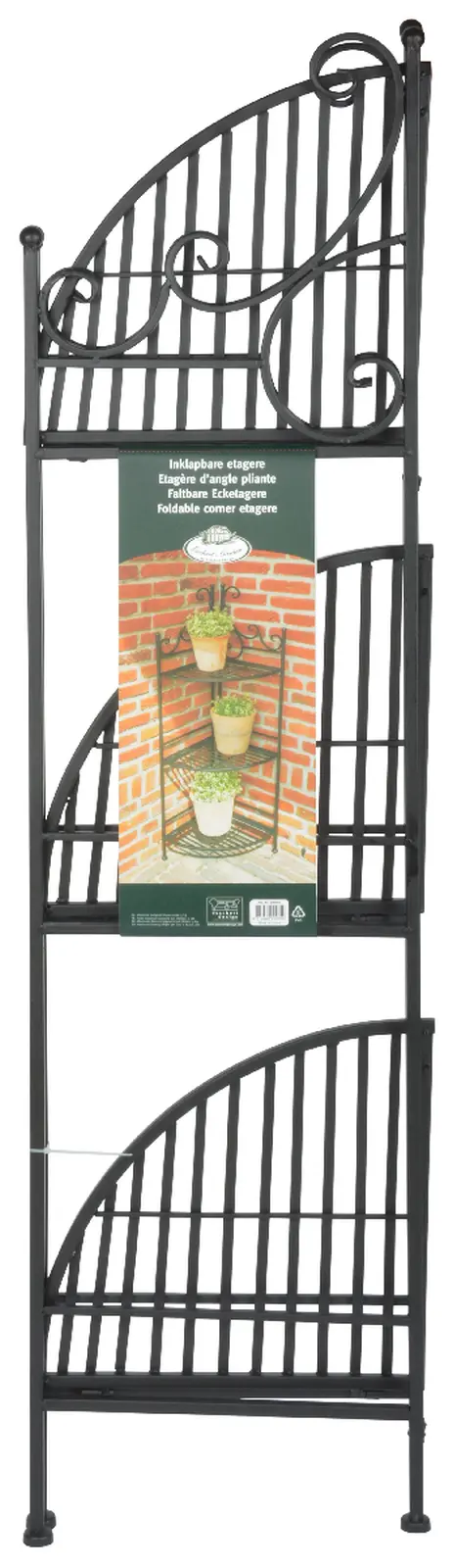 Etažér ESSCHERT´S GARDEN rohový skládací, černá, 3 patra, 31x31x114 cm|Esschert Design