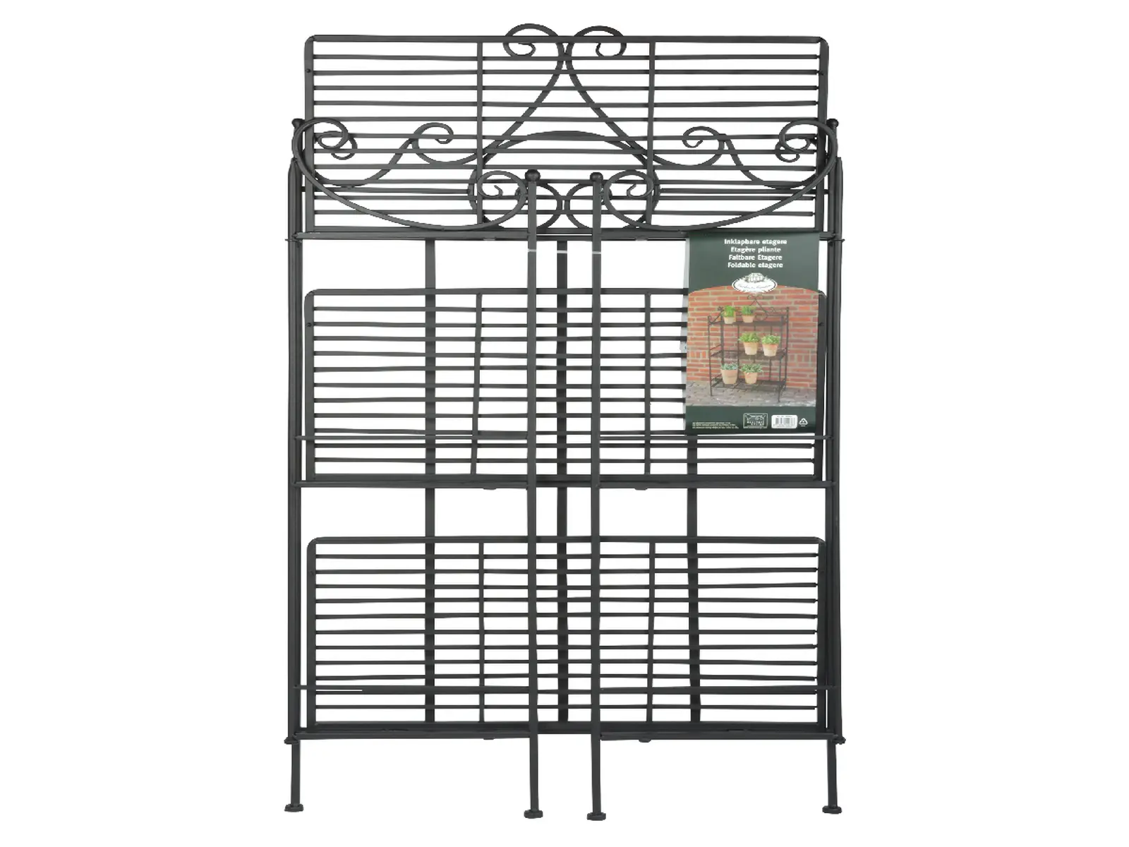 Etažér ESSCHERT´S GARDEN skládací, černá, 3 patra, 60x30,5x113 cm|Esschert Design