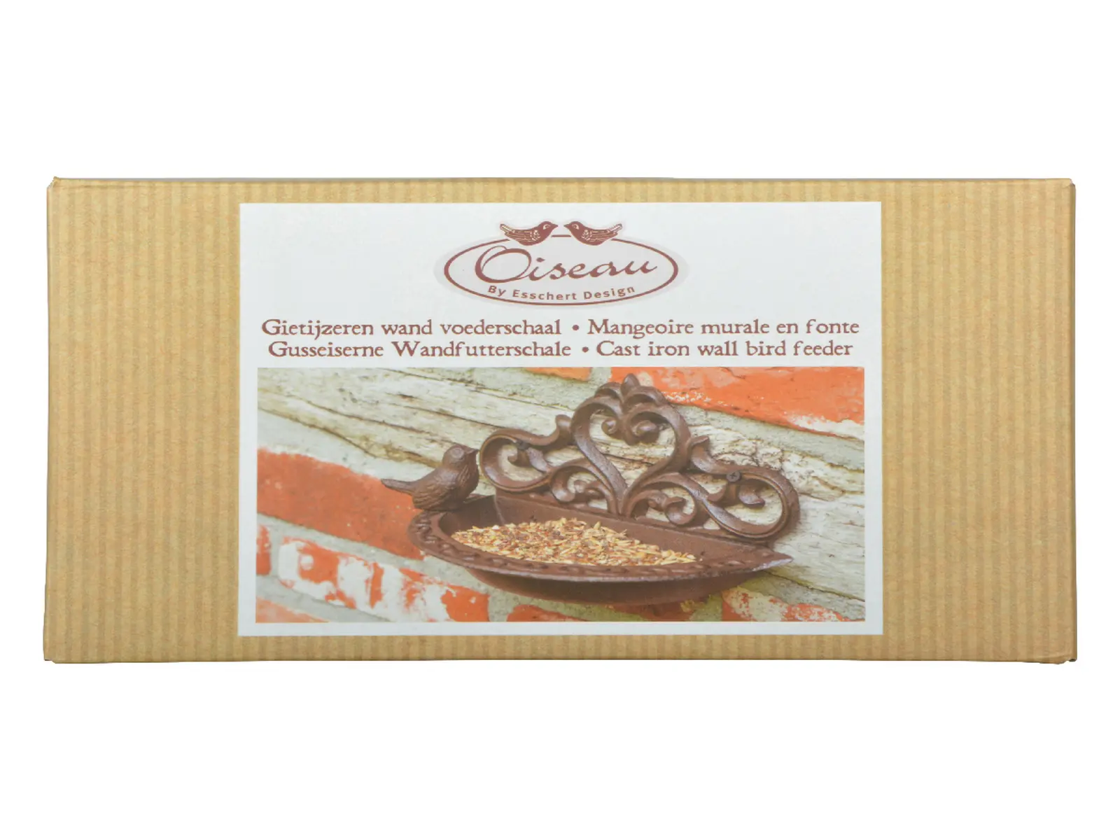 Krmítko s ptáčkem na zeď MISCELLANEOUS, litinové, 24 x 13 x 15 cm, dárkové balení|Esschert Design