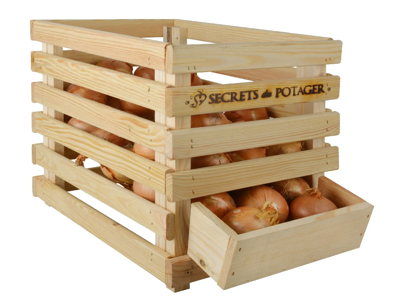Bedýnka SECRETS DU POTAGER dřevěná na CIBULI, 30x47x40cm|Esschert Design