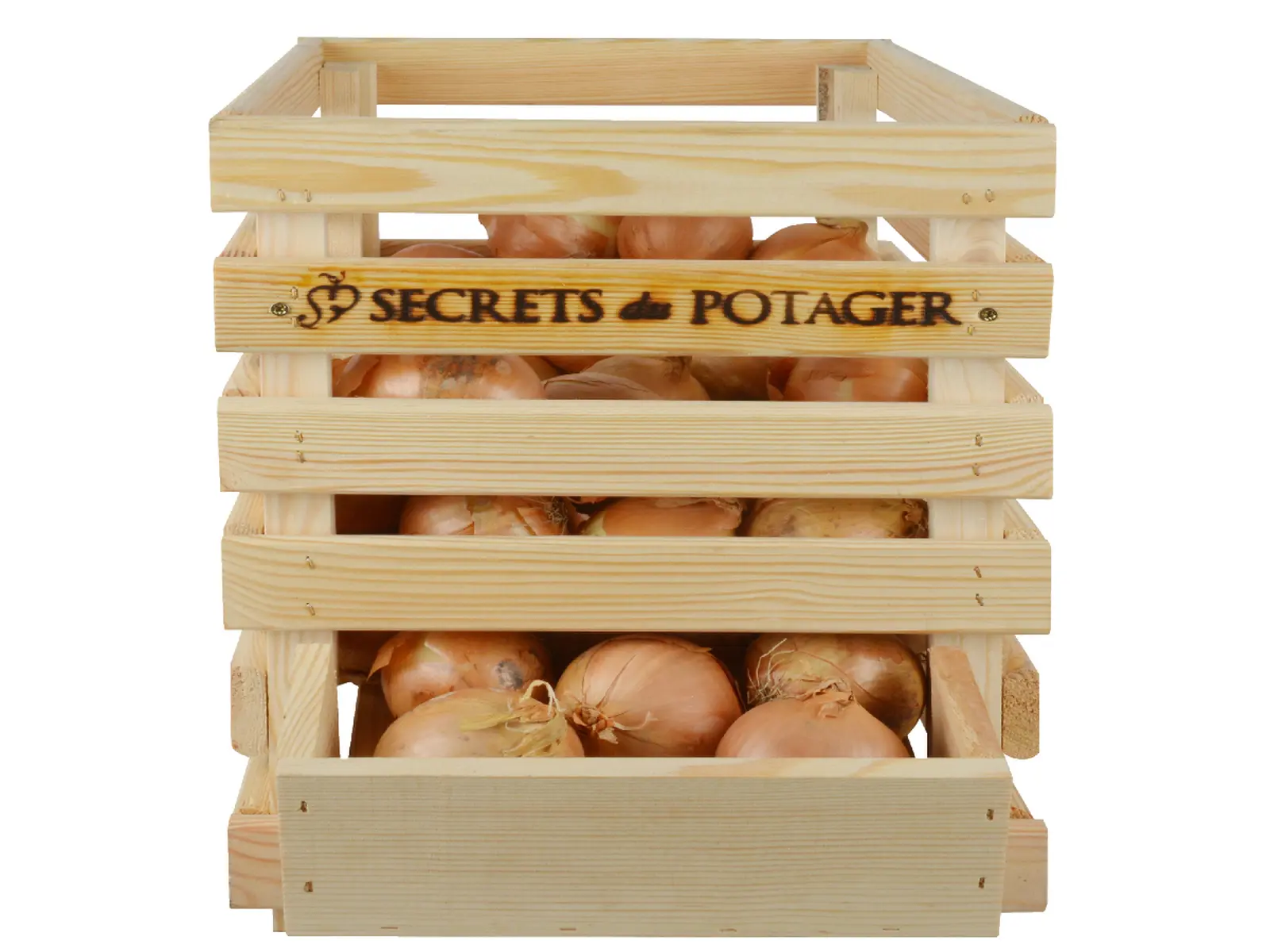 Bedýnka SECRETS DU POTAGER dřevěná na CIBULI, 30x47x40cm|Esschert Design