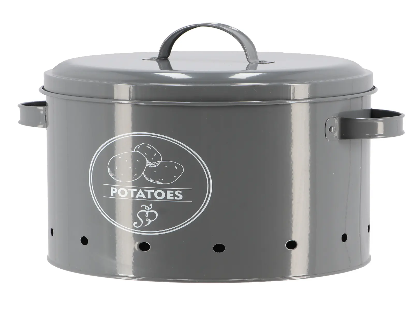 Dóza SECRETS DU POTAGER na BRAMBORY, velikost: 6 L, barva: šedá|antracit|Esschert Design