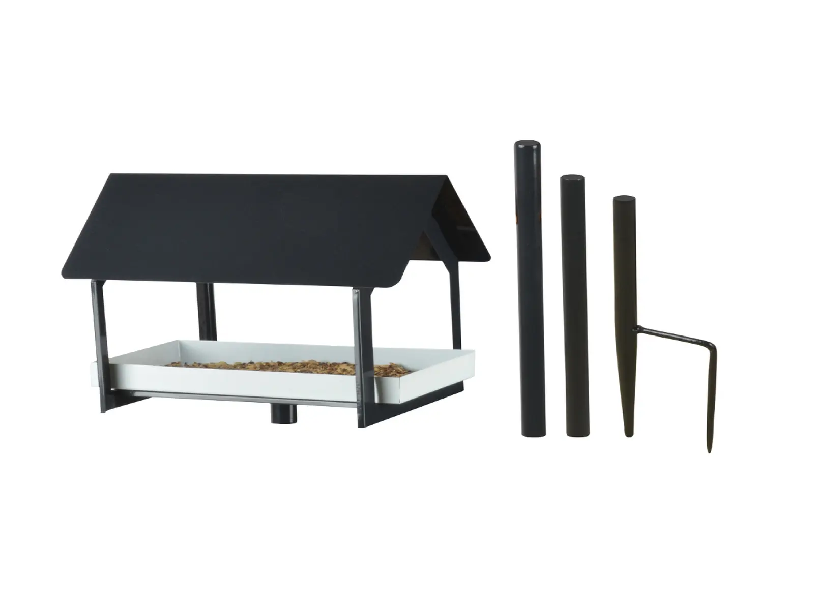 Krmítko pro ptáčky MODERN HOUSE, zapichovací, 126x29x19cm, atracitová/bílá|Esschert Design