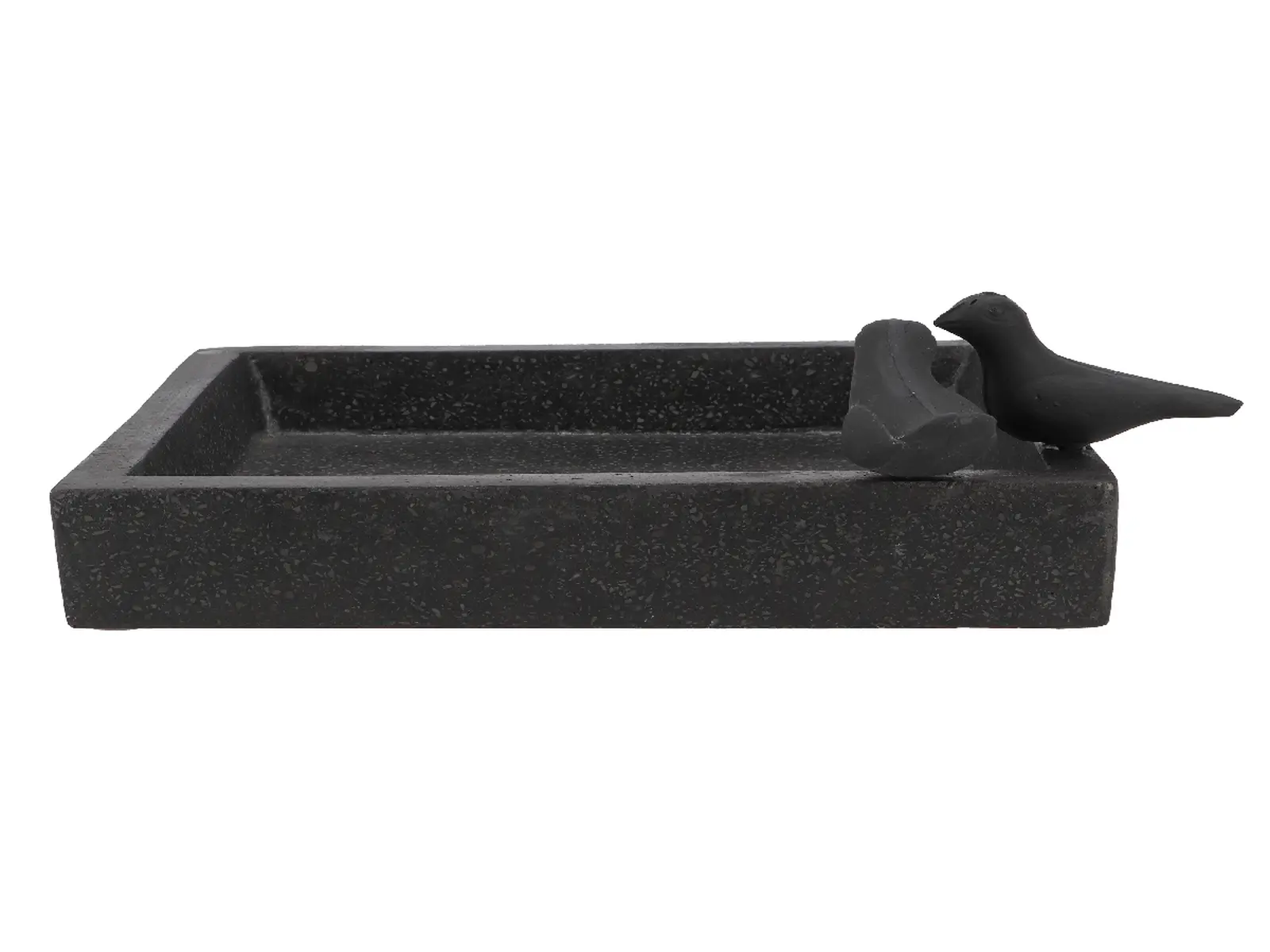 Pítko pro ptáky TERAZZO, granitové, 32x12,5cm, černá|Esschert Design