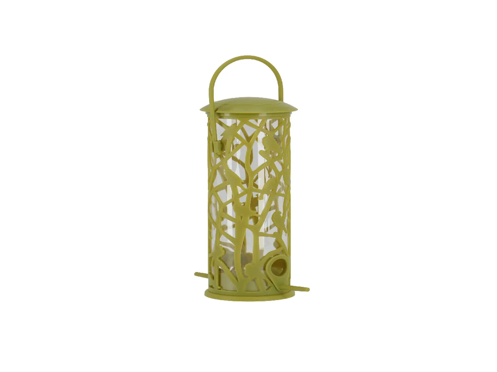 Krmítko závěsné na semena CHIFFCHAFF s bidýlkem, zelená (DOPRODEJ)|Esschert Design