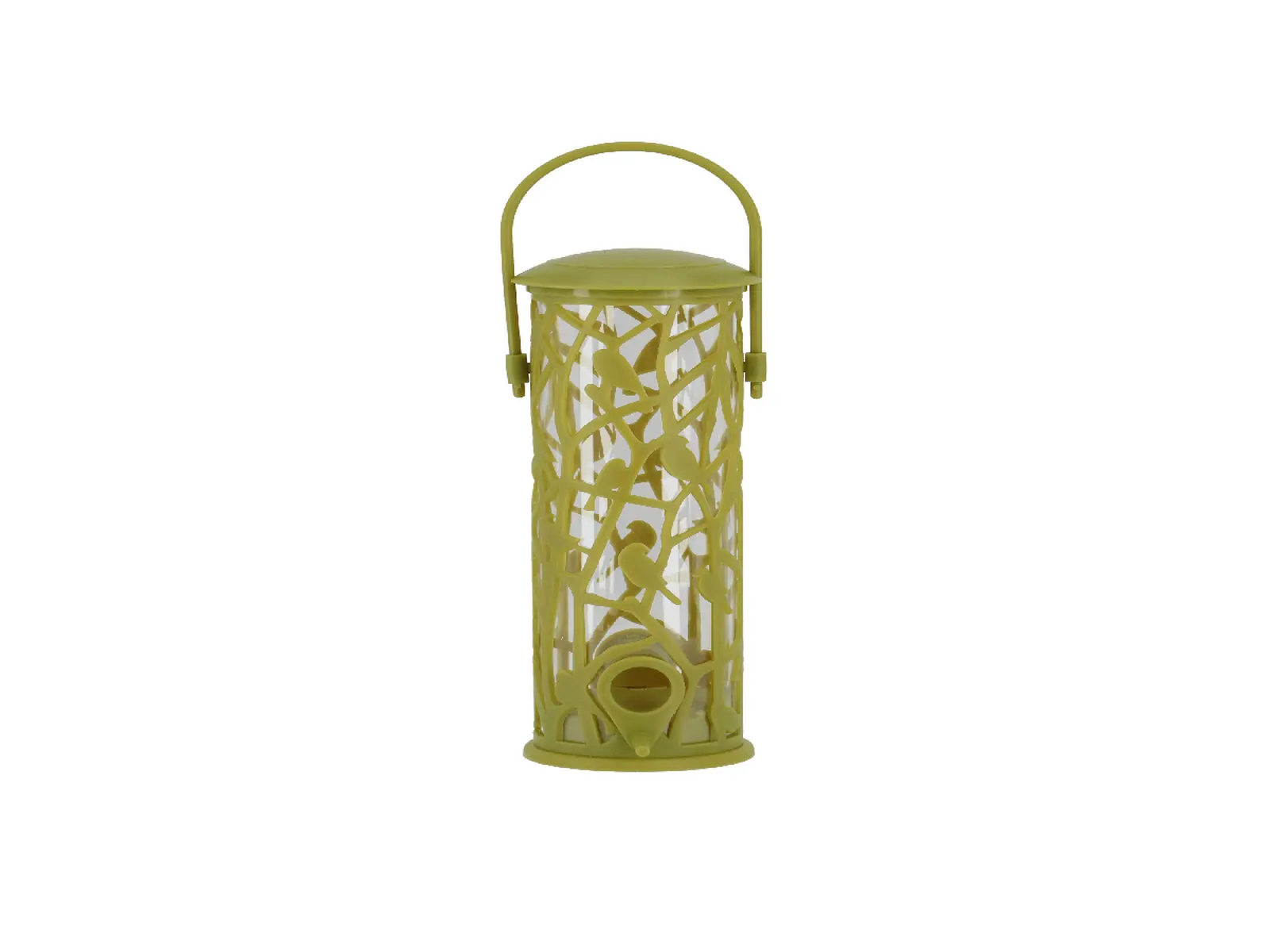 Krmítko závěsné na semena CHIFFCHAFF s bidýlkem, zelená (DOPRODEJ)|Esschert Design