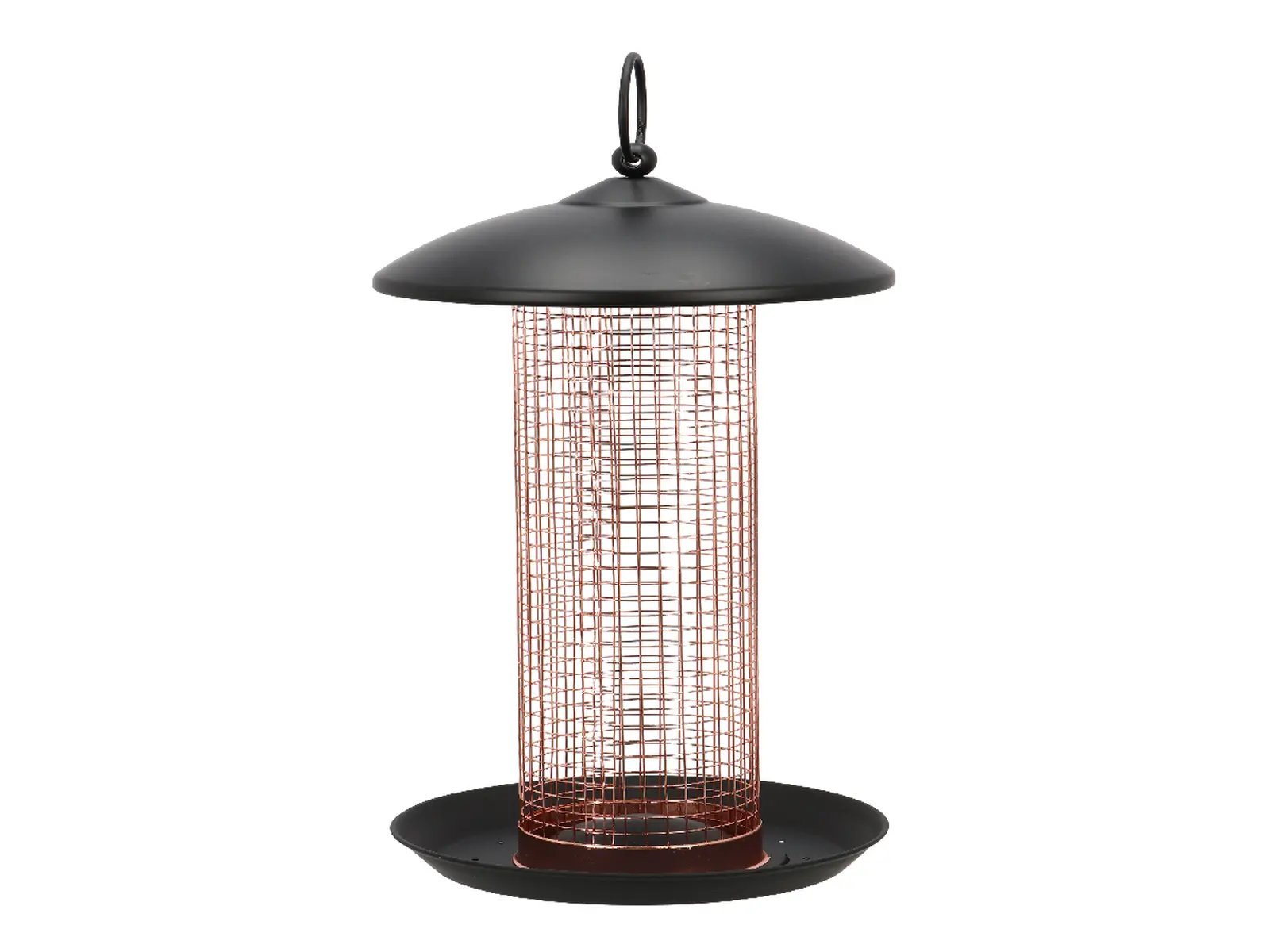 Krmítko pro ptáky na oříšky COPPER, závěsné, černá/měď, pr.16x30cm|Esschert Design