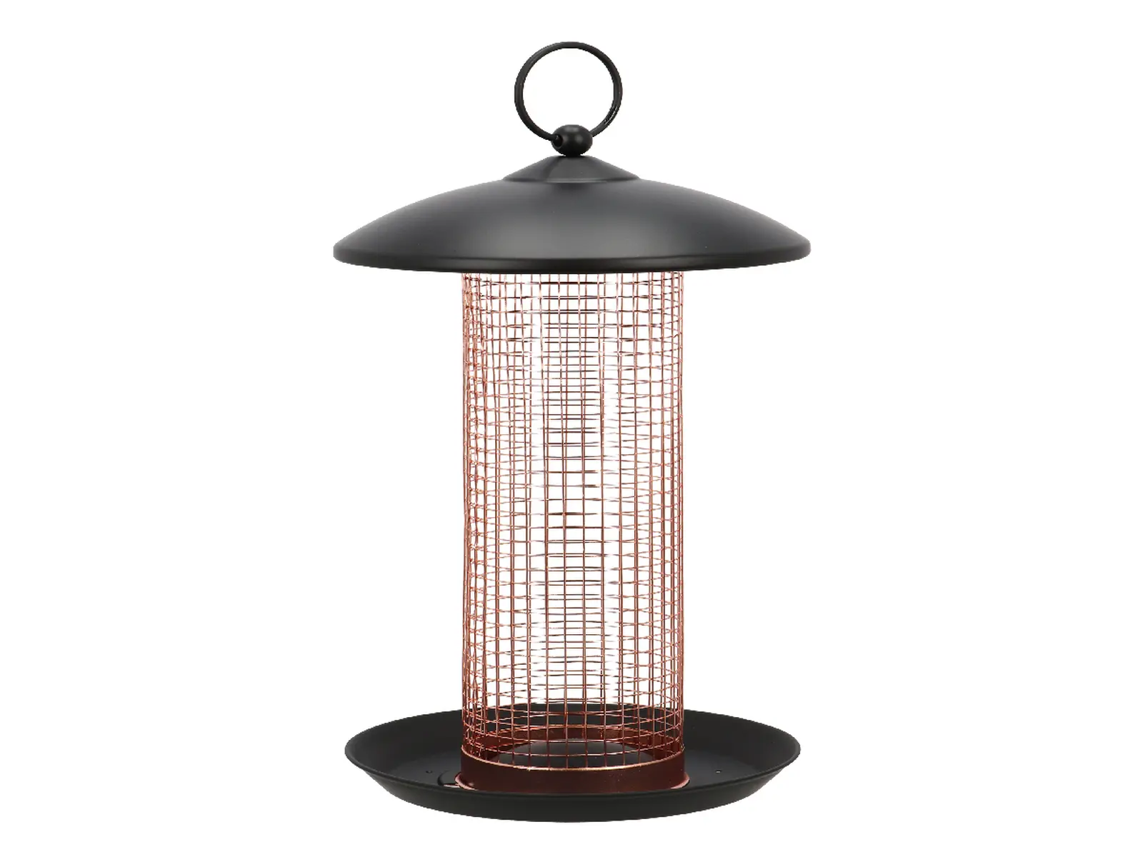 Krmítko pro ptáky na oříšky COPPER, závěsné, černá/měď, pr.16x30cm|Esschert Design