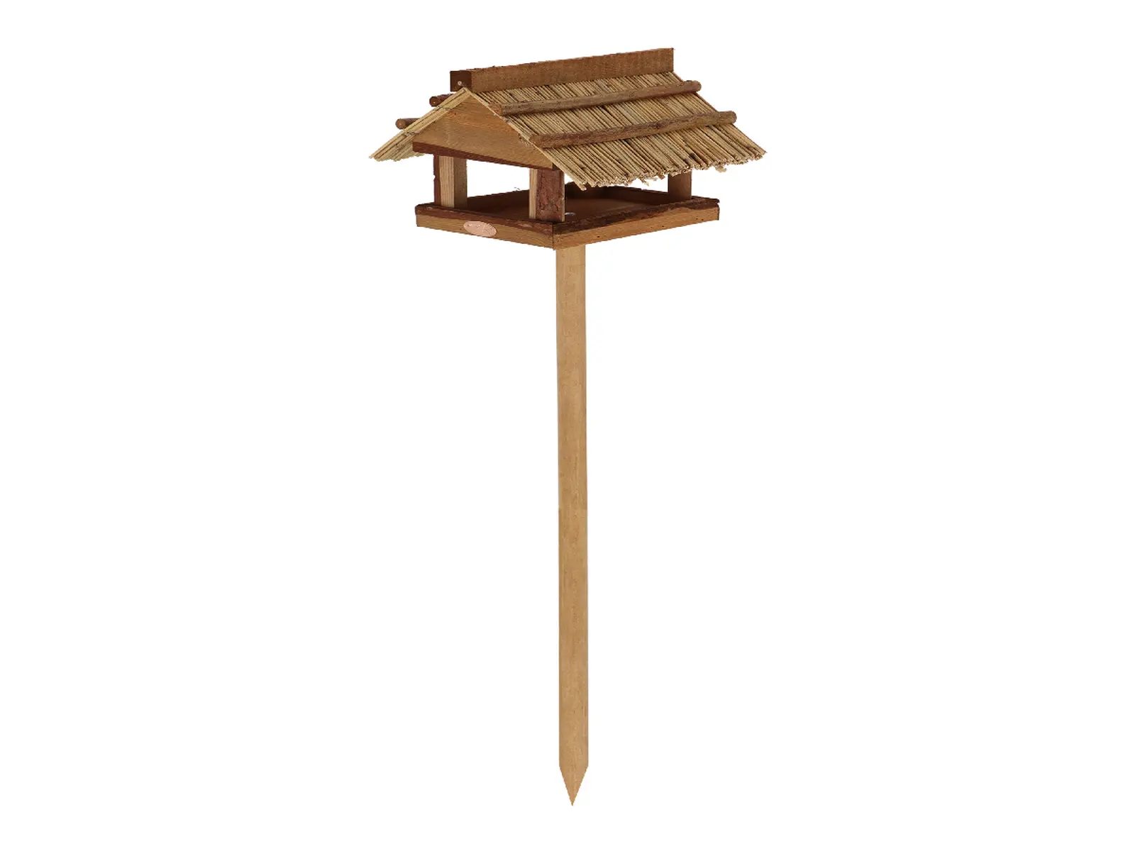 Krmítko pro ptáčky BEST FOR BIRDS na noze, dřevěné se slaměnou střechou, 26,5 x 29 x 113 cm|Esschert Design