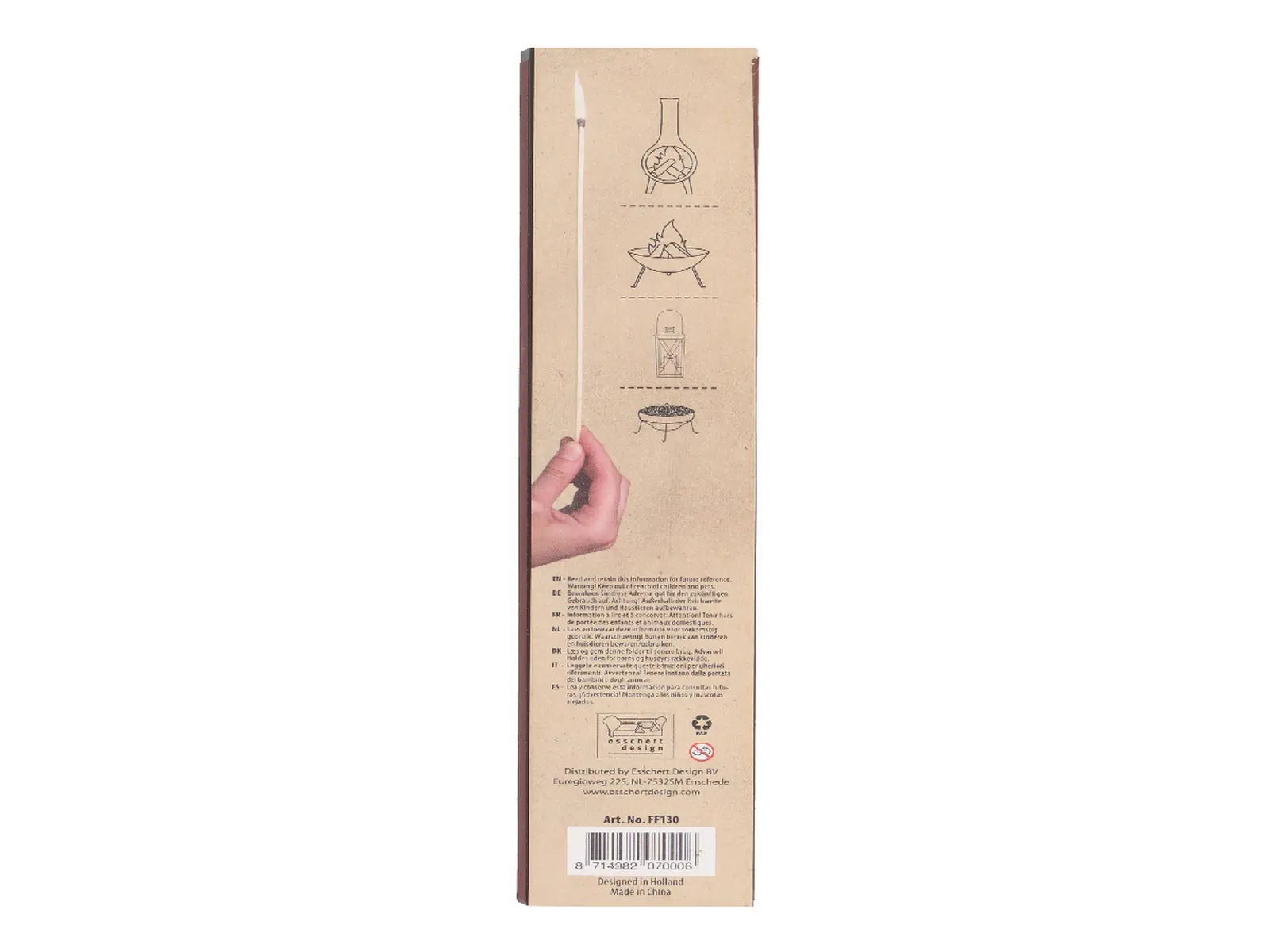 Zápalky dlouhé FANCY FLAMES, 4 x 2 x 21 cm|Esschert Design