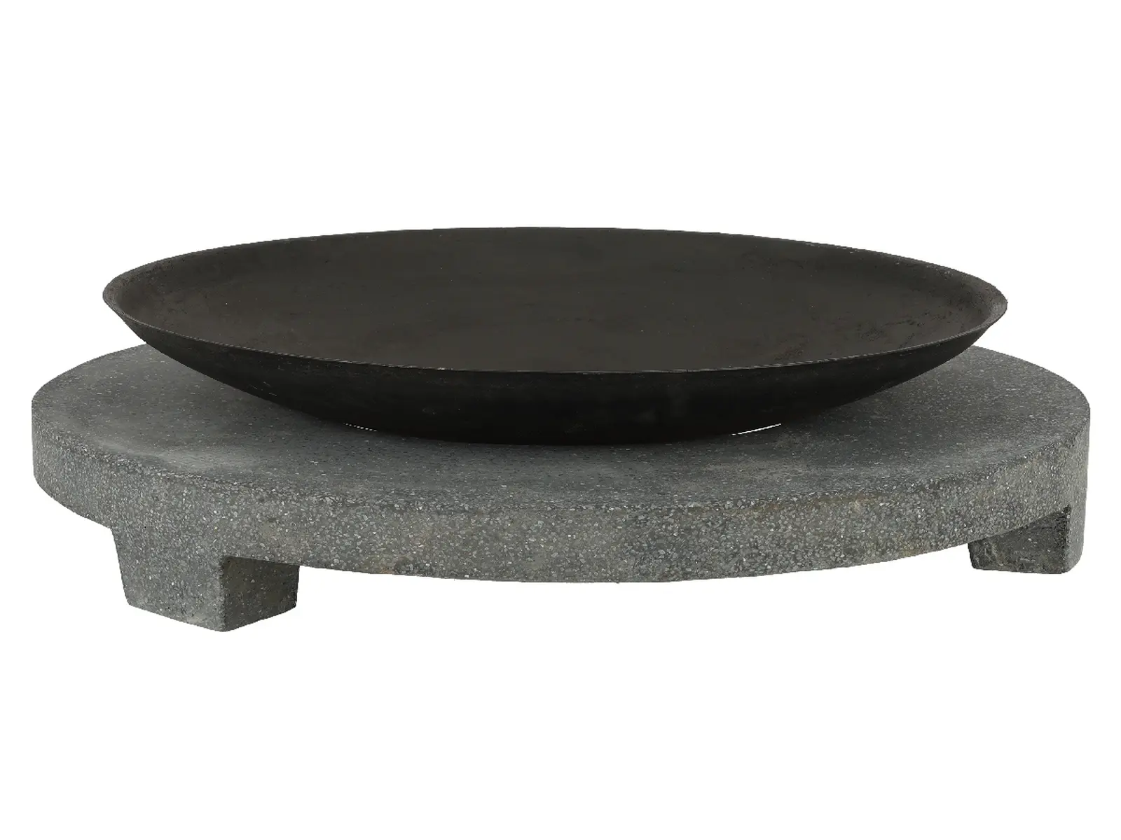 Ohniště FANCY FLAMES na granitovém kruhu, 68x68x23cm, černá, 64kg|Esschert Design