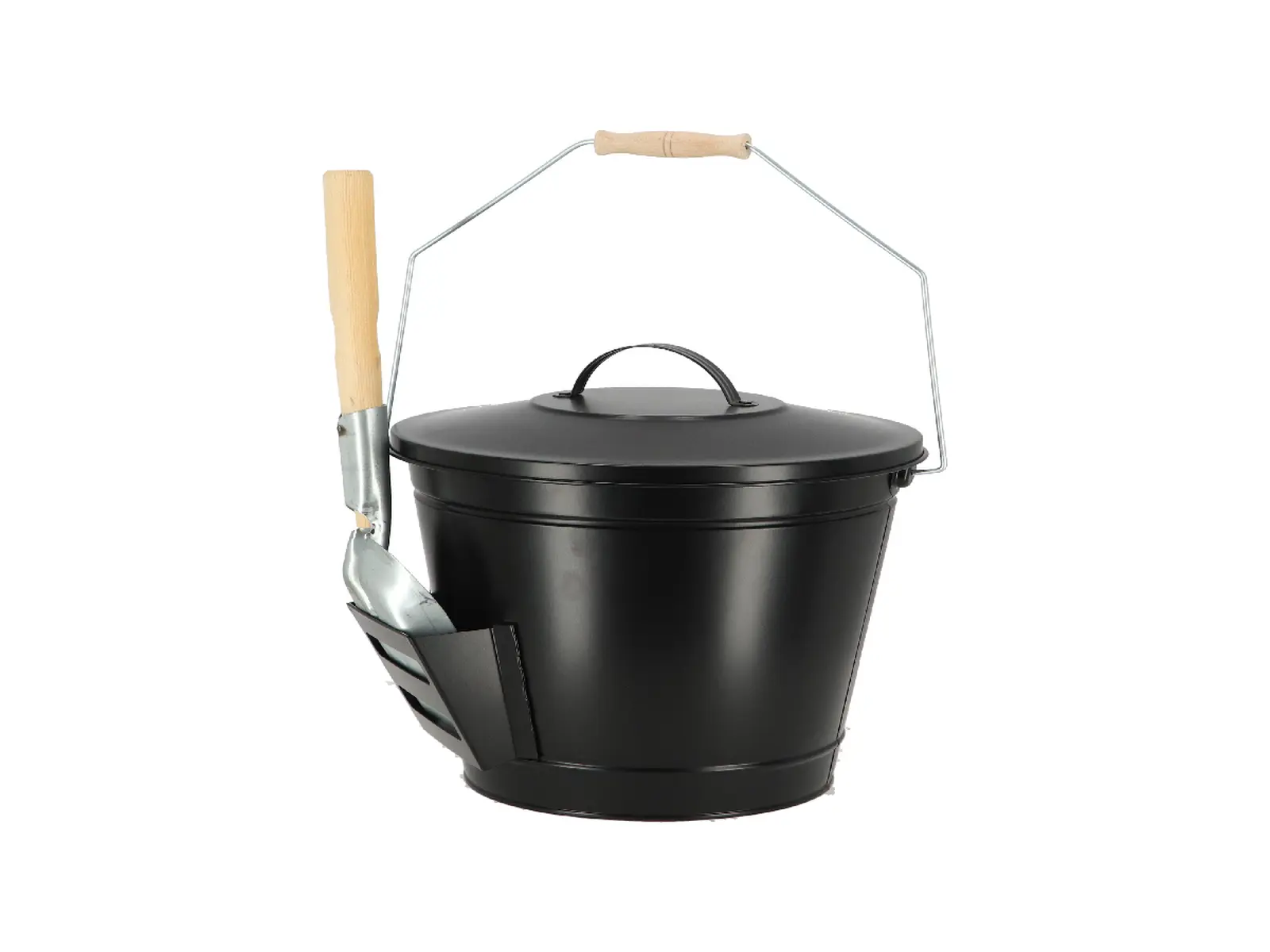 Nádoba na popel s lopatkou FANCY FLAMES, 14L, ocel, černá|Esschert Design
