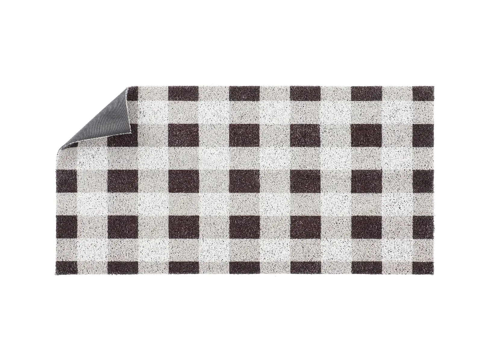 Podložka pod rohožku s gumou CHESS, kostkovaná, černá|bílá|béžová-krémová, 91x60cm|Esschert Design