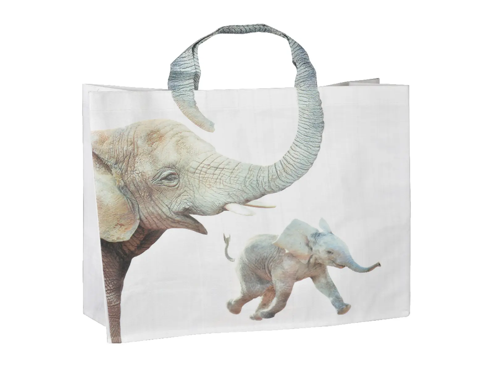 Taška nákupní ZOO, s barevným potiskem žirafy, plameňáka a slona, pevná s textilními úchopy, 39 x 14 x 39 cm, balení obsahuje 3 kusy!|Esschert Design