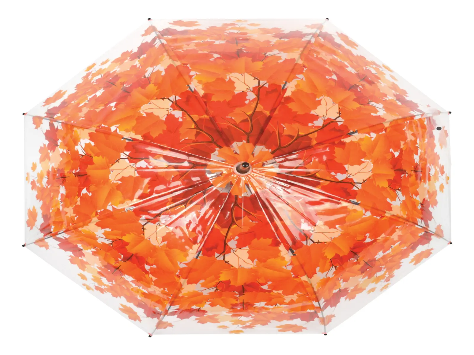 Deštník PODZIMNÍ STROM, čirá|oranžová, potisk listy, 95x89cm|Esschert Design