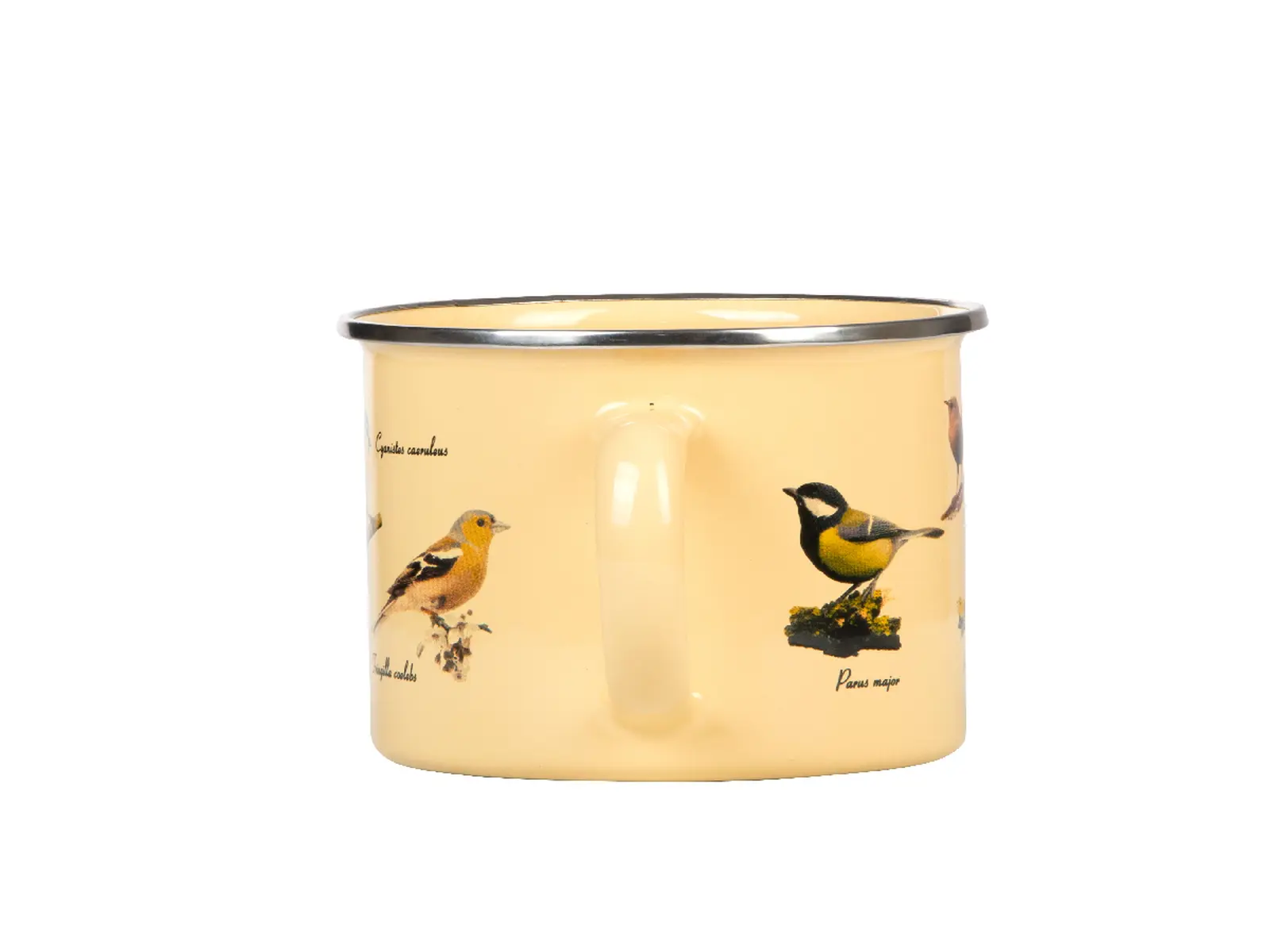 Hrnek PLECHÁČEK, smaltový, PTÁČCI, 13x10x9cm/0,5L, béžová|Esschert Design