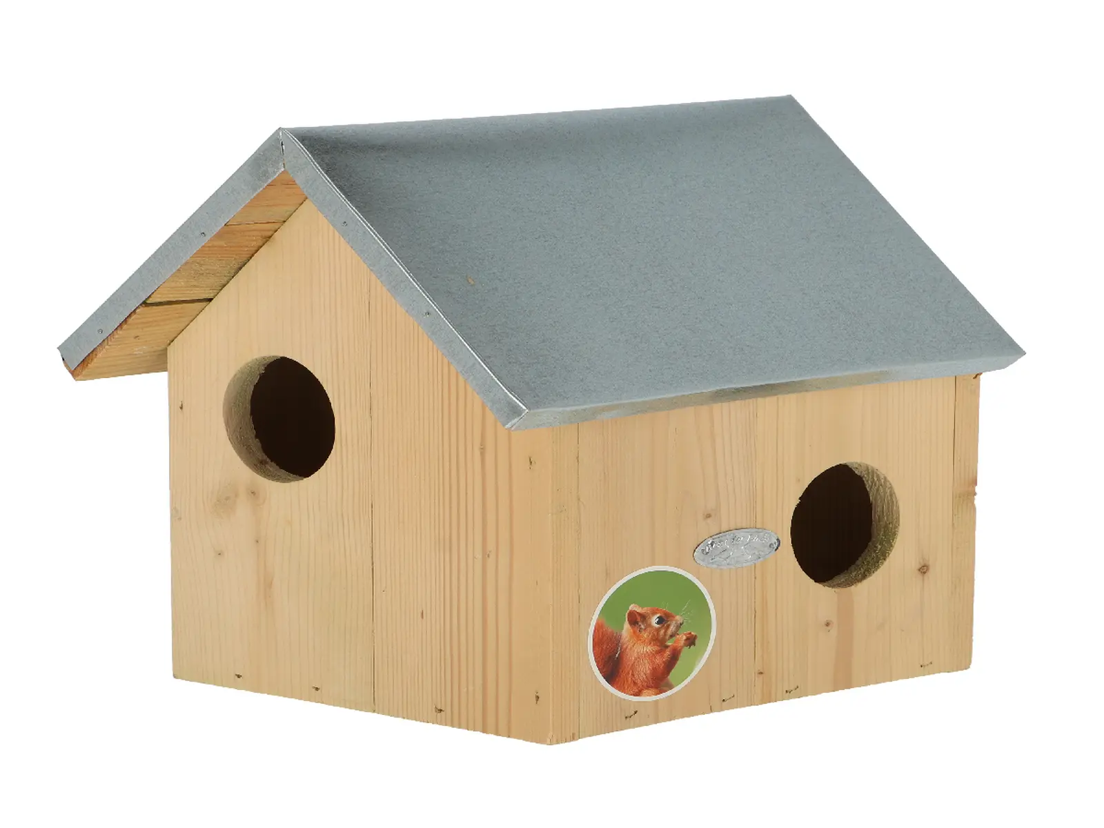 Budka pro veverku SQUIRREL HOUSE, se zinkovou stříškou, přírodní,25x26x29cm|Esschert Design