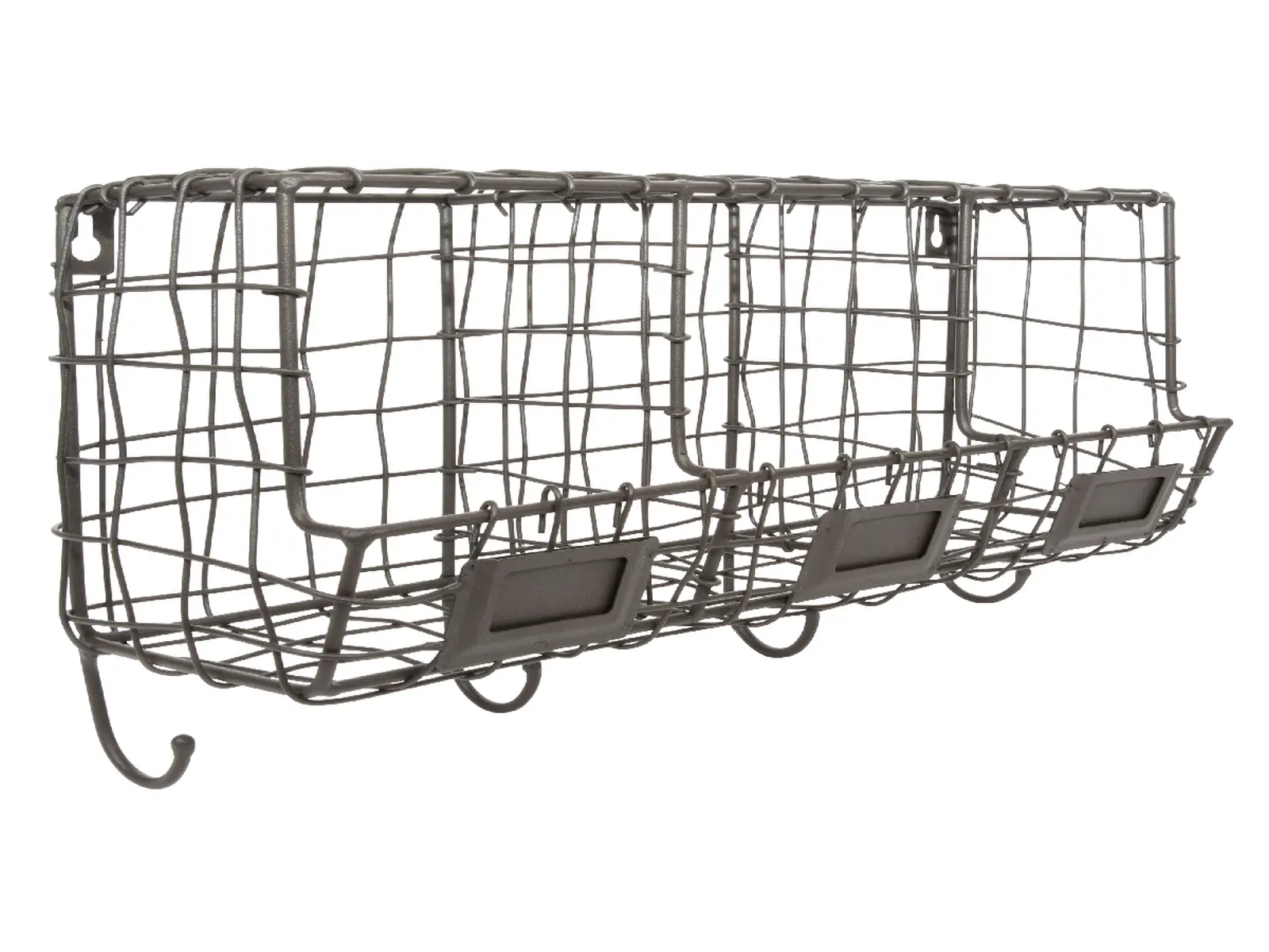 Organizér nástěnný se třemi přihrádkami, 4 háčky (DOPRODEJ)|Esschert Design