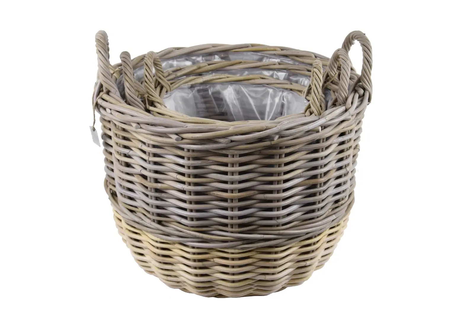 Koš RATTAN, pr.48x36/pr.34x28cm, šedá|žlutá, S3|Van Der Leeden 1915