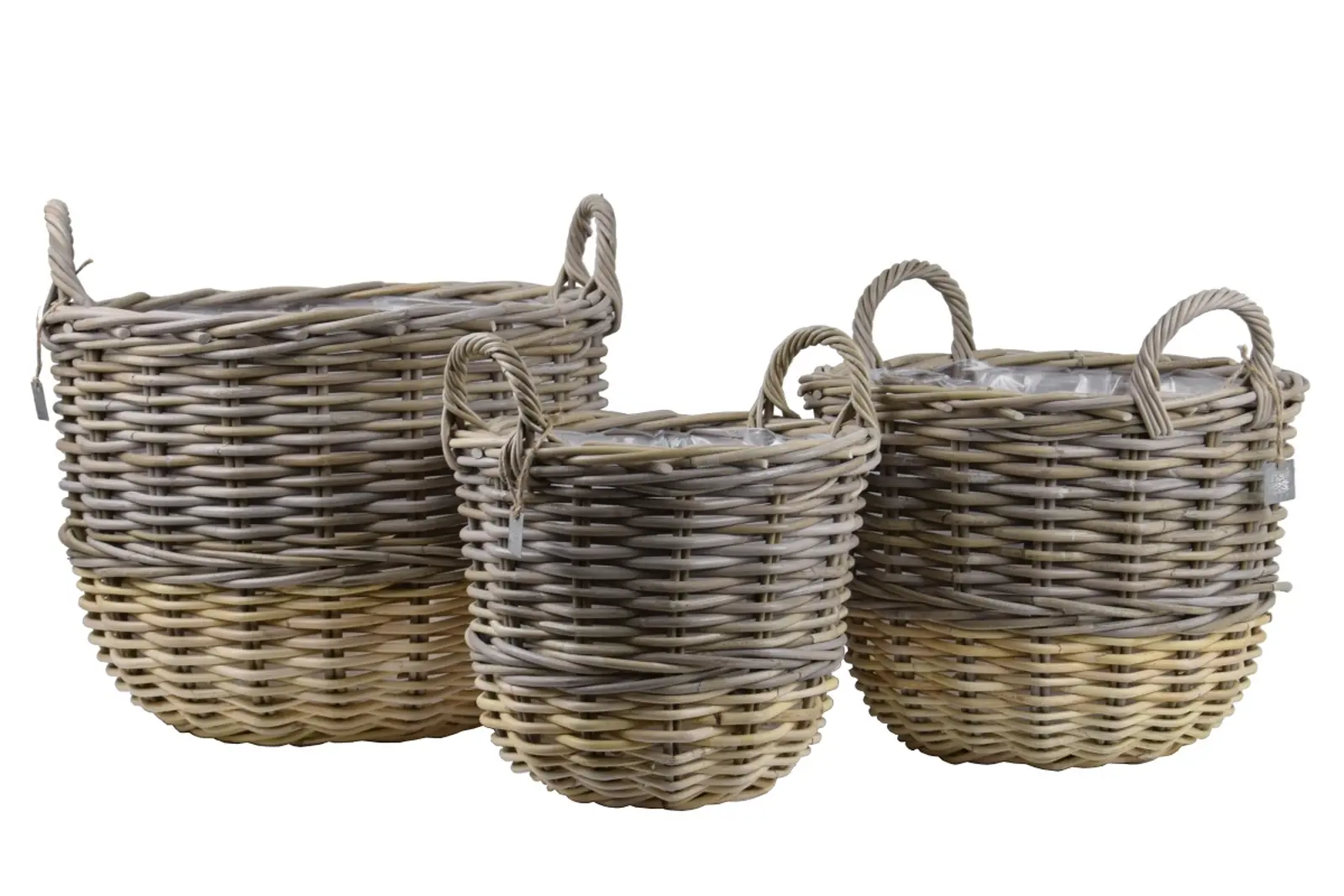 Koš RATTAN, pr.48x36/pr.34x28cm, šedá|žlutá, S3|Van Der Leeden 1915