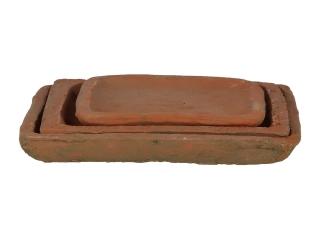 Sada tří hranatých misek pod květináč ESSCHERT´S GARDEN Robert & Stevens Potters, SINCE 1875 TERRACOTTA z terakoty|Esschert Design