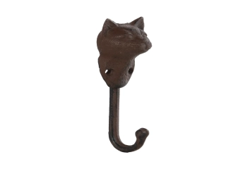 Háček kočka CATTY, litina, 5x4x16cm, hnědá|Esschert Design