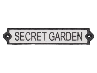 Cedule SECRET GARDEN, nástěnná, litina, 21x5cm|Esschert Design