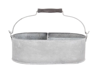 Přepravka se třemi přihrádkami OLD ZINC, zinek, 29x22x16 cm (DOPRODEJ)|Esschert Design