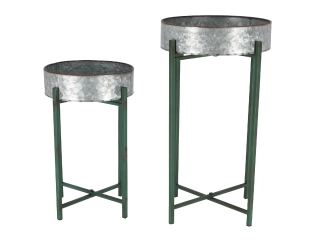 Stojan na květiny kulatý, nízký květník, výška: 47 a 62 cm, set 2ks (DOPRODEJ)|Esschert Design