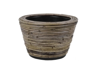 Obal na květináč DRY POT, ratan/plast, šedá, pr.27x20cm|Van Der Leeden 1915