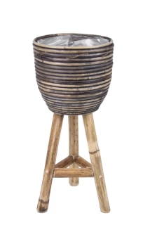 Obal na květináč STRIPE, s igelitem, pr.20x47cm, černá vymývaná (DOPRODEJ)|Van Der Leeden 1915