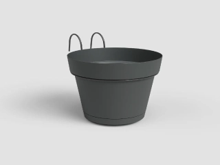 Květináč CAPRI, závěsný, na balkon, 20cm, plast, tm.šedá|ANTHRACITE|Artevasi