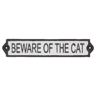 Cedule BEWARE OF THE CAT, nástěnná, litina, 26x5cm|Esschert Design