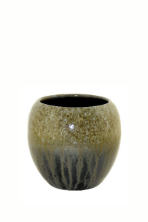 Obal na květináč keramický LOUSADA, pr.20x18cm, zelená|GREEN W/BLACK|Ego Dekor