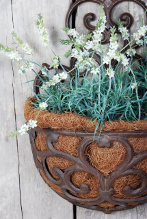 Litinový květinový koš ORNAMENT ESSCHERT´S GARDEN nástěnný, 40cm, hnědý|Esschert Design