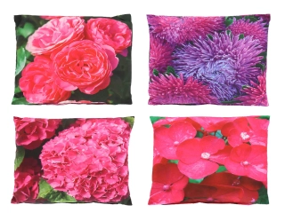 Polštář OUTDOOR květy PINK FLOWER, 40cm růž./fial./tm.růž./vínov (balení obsahuje 4 kusy!)|Esschert Design