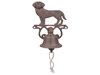 Zvonek se psem DOG BEST FOR BOOTS, litina, 14x13x25cm, hnědá|Esschert Design
