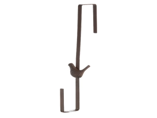 Věšák na dveře PTÁČEK, na věnce, litina+kov, 35,5 cm, hnědá|Esschert Design