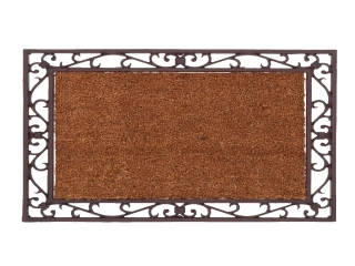 Rohožka BEST FOR BOOTS litinová s kokosovou výplní, vzor ornament, červeno-hnědá/přírodní výplň, 74,5 x 55 cm|Esschert Design