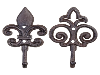Háček litinový FLEUR DE LIS, lilie plná /lilie vykrojená, 12x5x20cm (balení obsahuje 2 kusy!)|Esschert Design