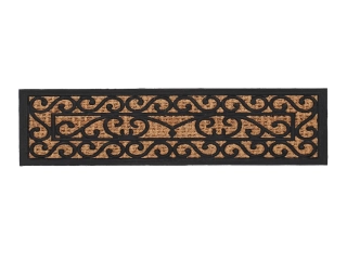 Gumová Rohožka BEST FOR BOOTS s kokosovým vláknem, černá s přírodní, s ornamenty, 75 x 25 cm|Esschert Design