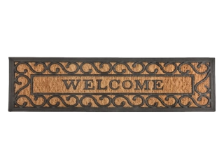 Gumová Rohožka BEST FOR BOOTS s kokosovým vláknem a nápisem Welcome, černá s přírodní, 75 x 25 cm|Esschert Design