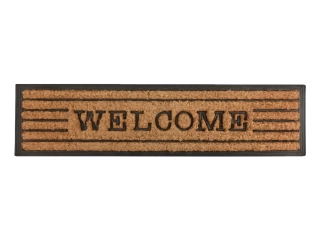 Gumová Rohožka BEST FOR BOOTS s kokosovým vláknem a nápisem Welcome, přírodní s černou, 75 x 25 cm|Esschert Design