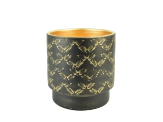 Obal na květináč keramický LUSO, pr.20x18cm, černá|BLACK W/GOLD|Ego Dekor